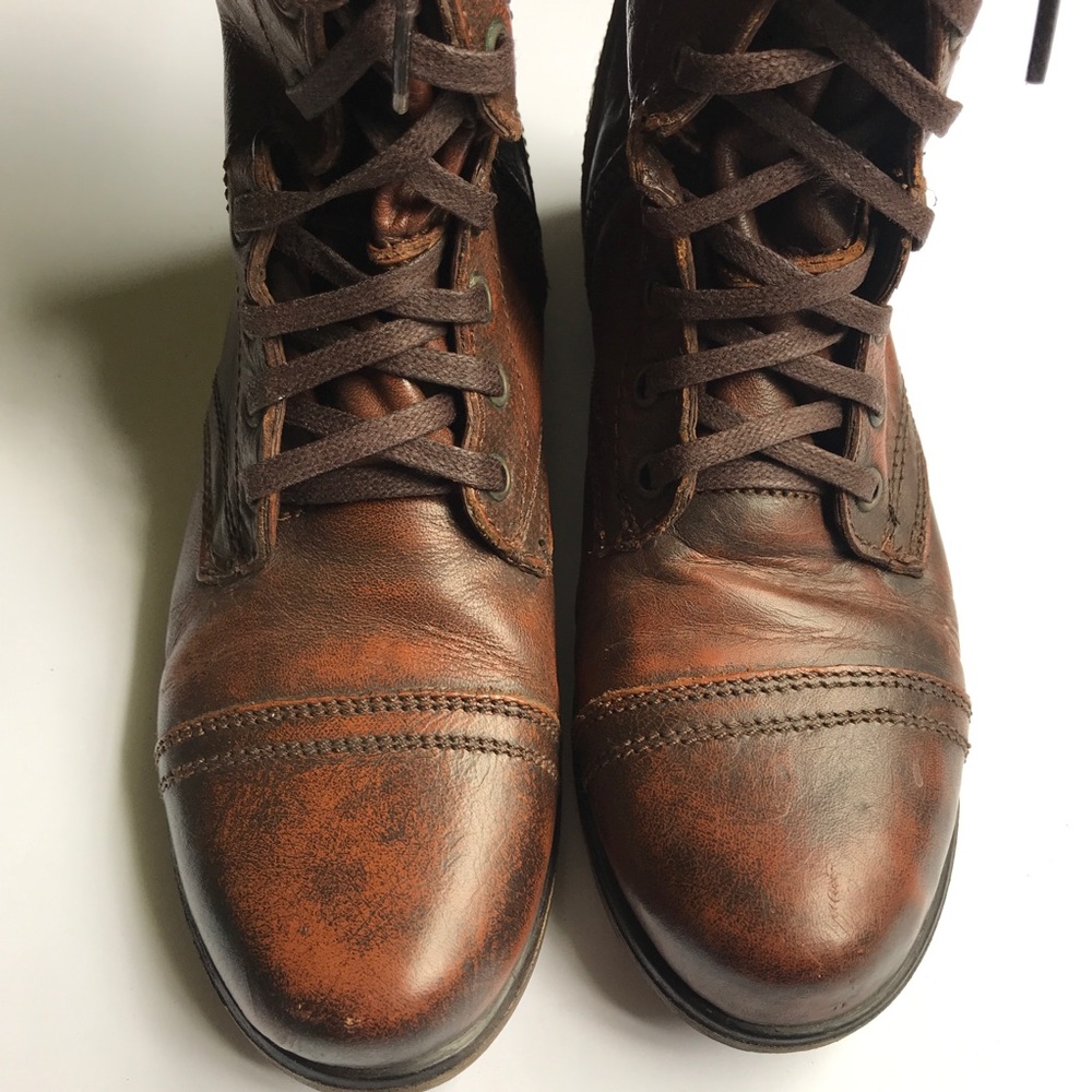 Steve Madden Leather Combat Boots Size 8